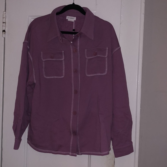 Lovers & Friends purple utility Shacket in size L NWT 100% cotton fleece lined - Picture 2 of 6